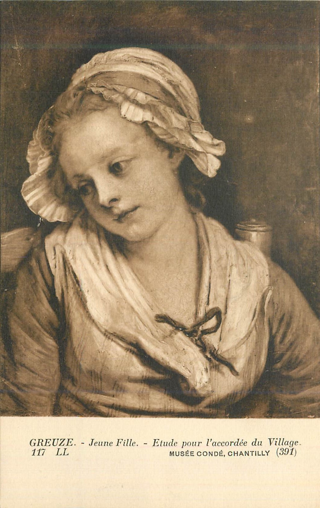 Greuze - Jeune Fille - Étude pour l'accordée du Village - Musée Condé, Chantilly (391)