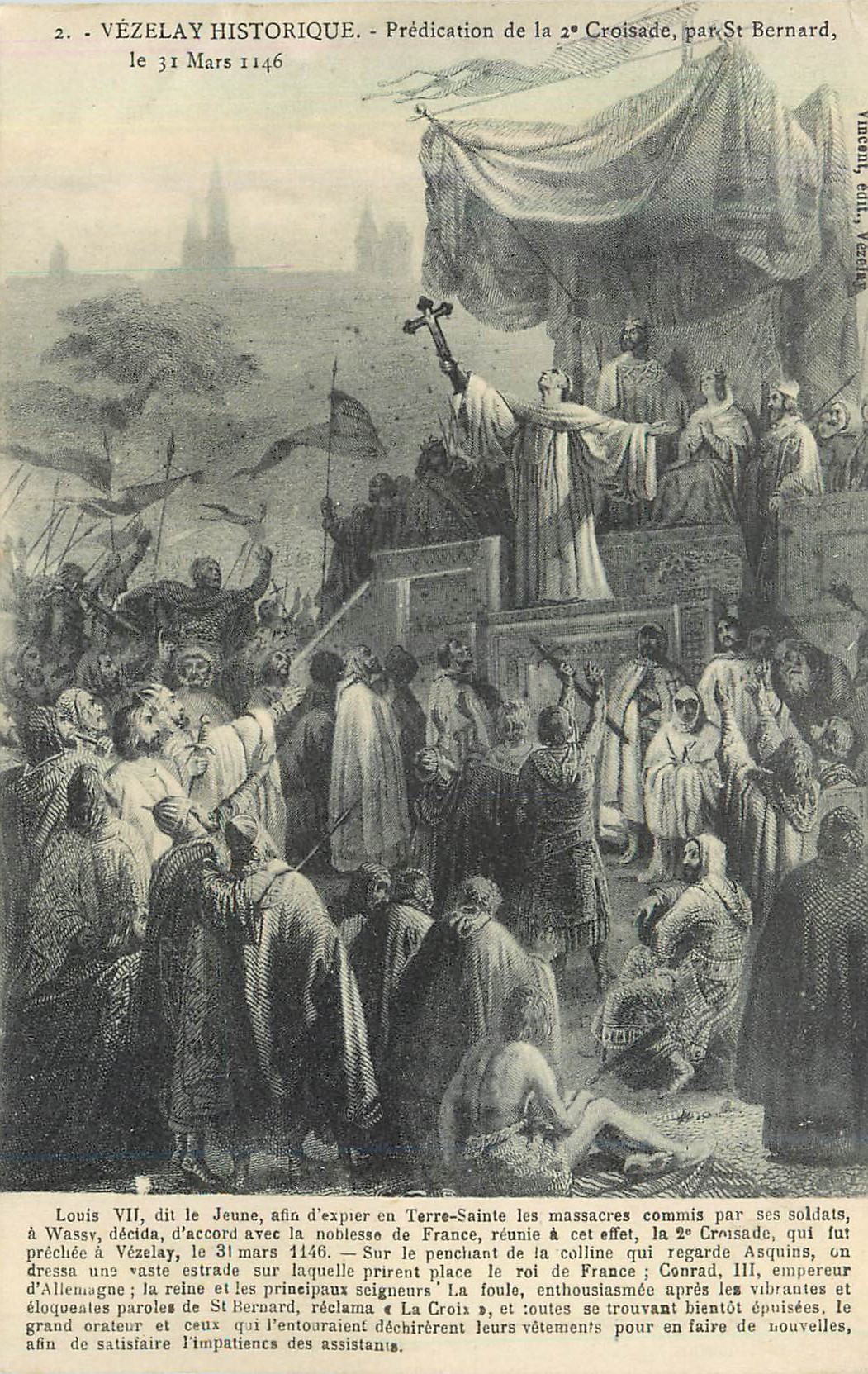 CPA Vezelay historique Predication de la Croisade par St Bernard 