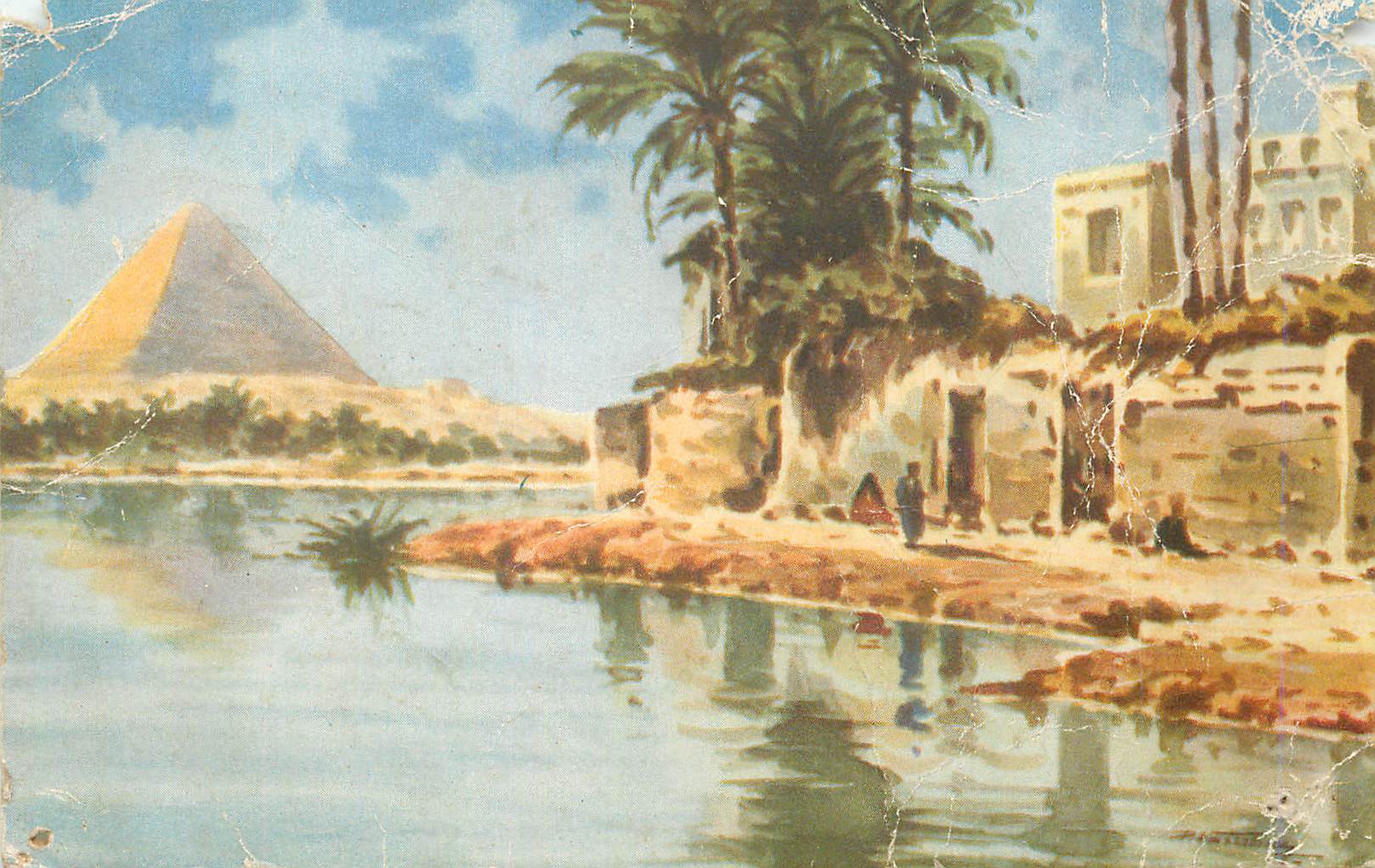 Village Scene near Giza Pyramids — Landrock & Lahnert, No 16