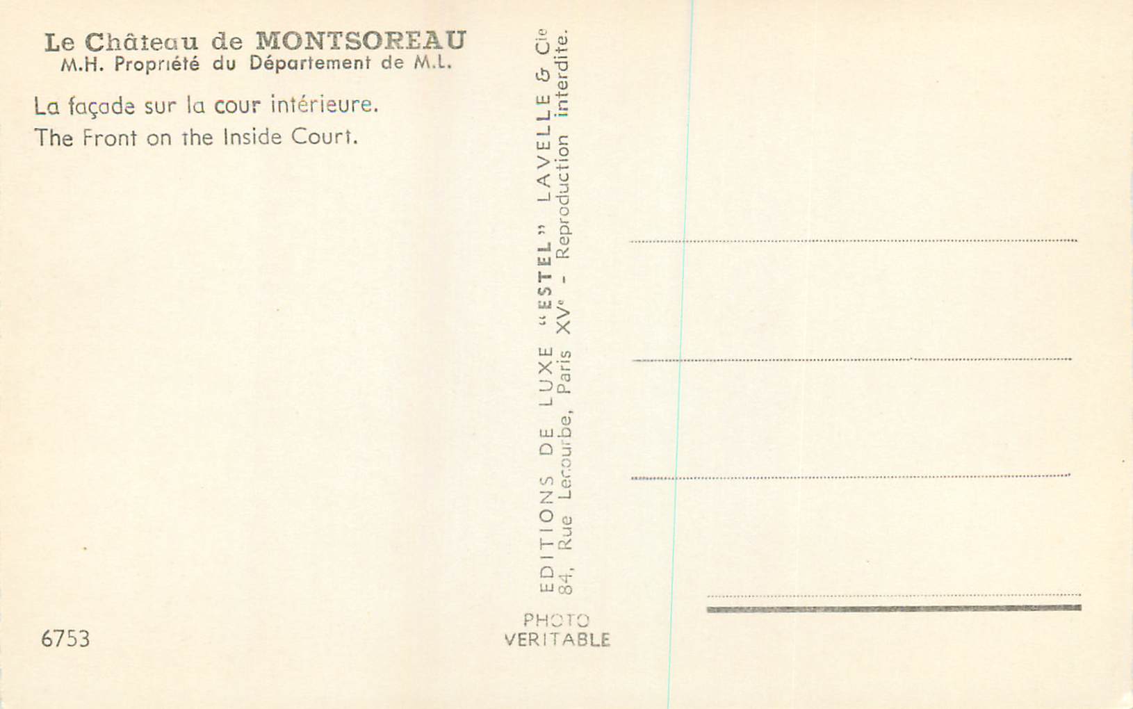 CPM Le Chateau de Montsoreau La Facade sur la cour interieure  — Rückseite
