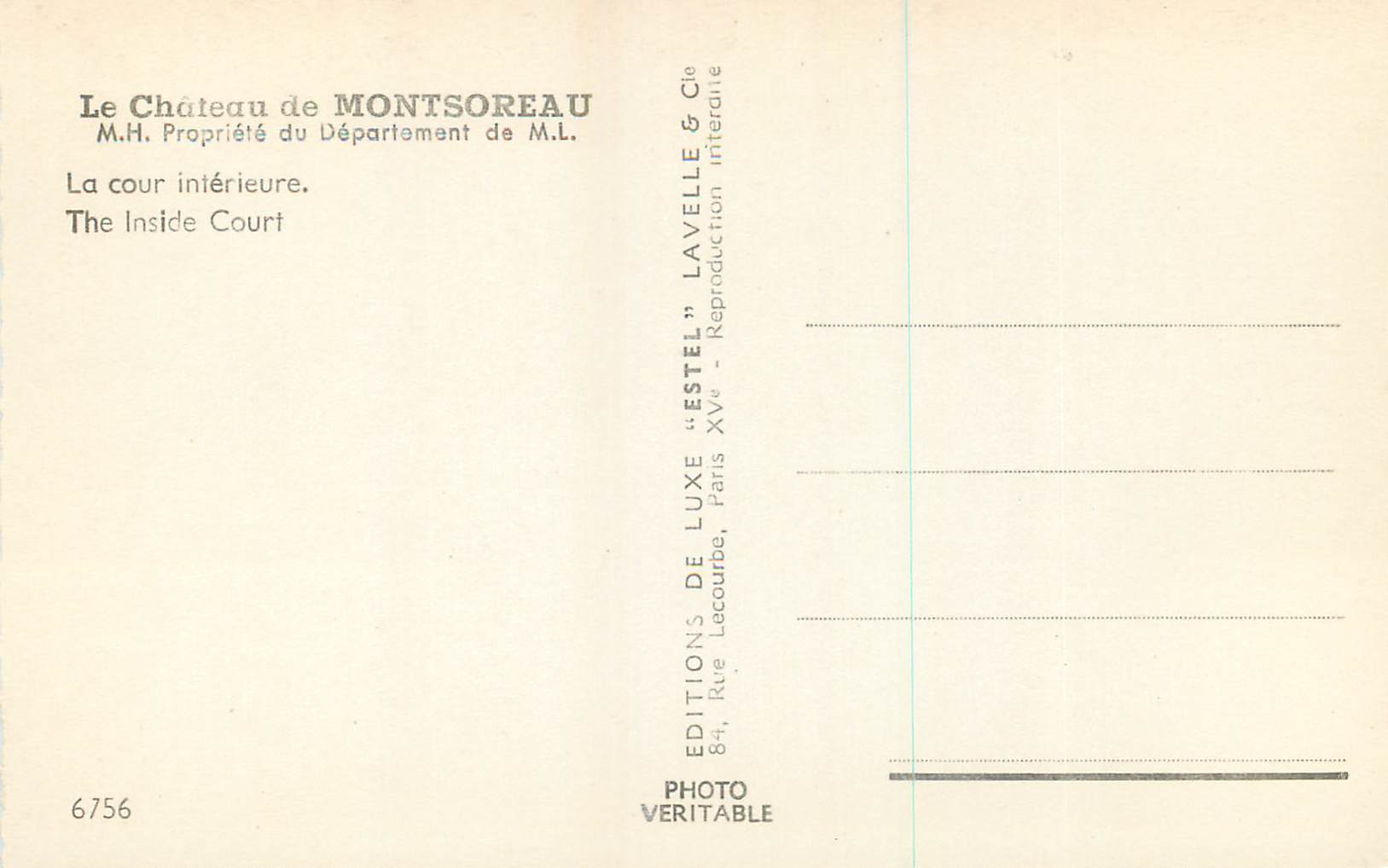 CPM Le Chateau de Montsoreau La cour interieure  — Rückseite