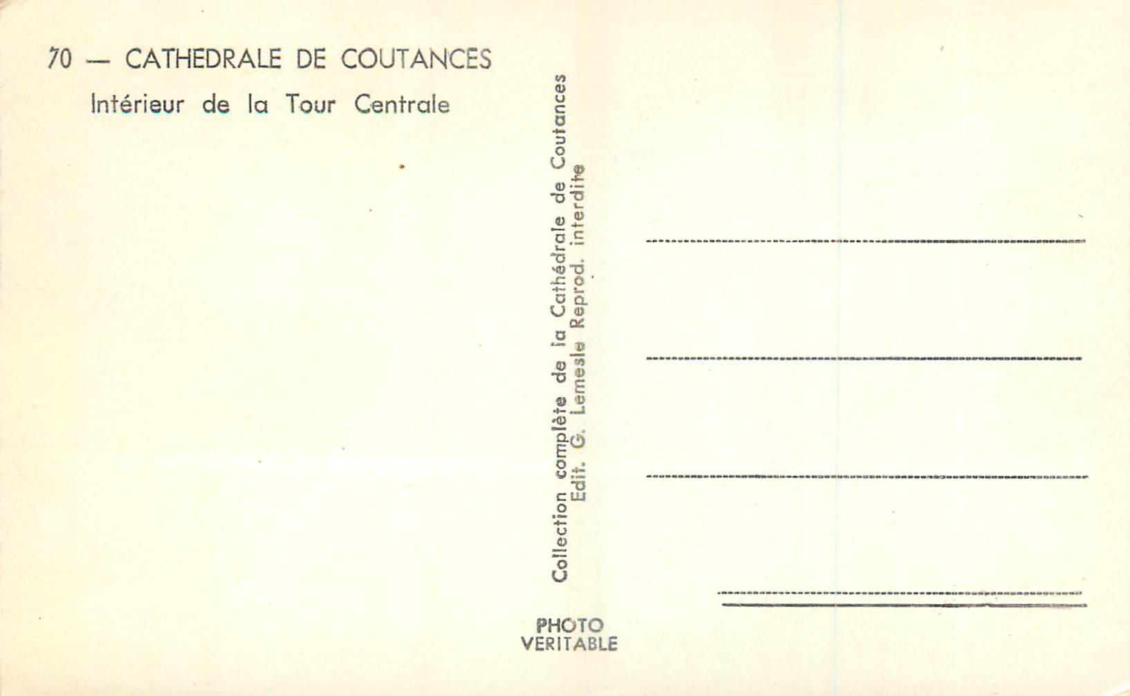 CPM Cathedrale de Coutances Interieur de la Tour Centrale  — Rückseite
