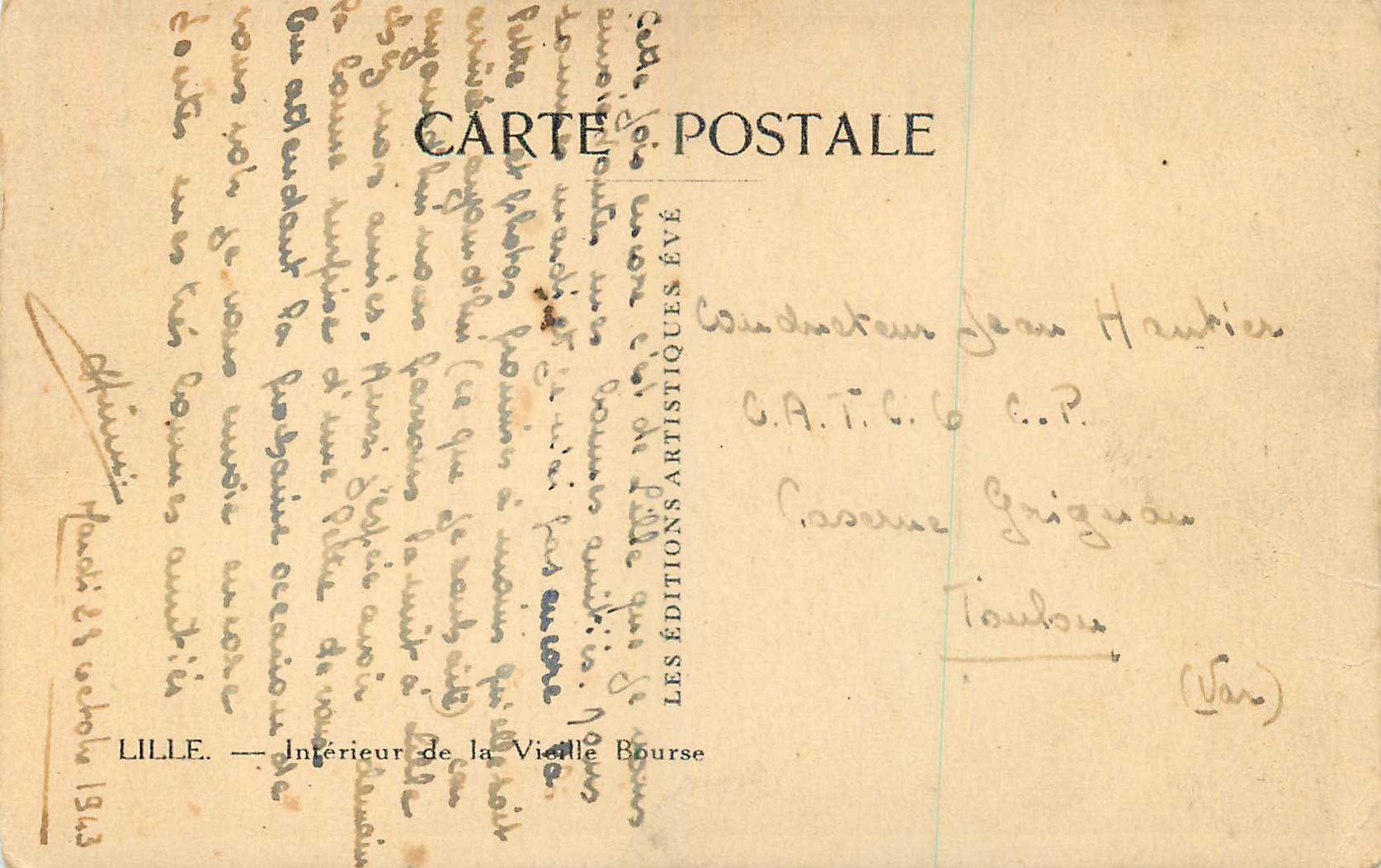 CPA Lille Interieur de la Vieille Bourse  — Verso