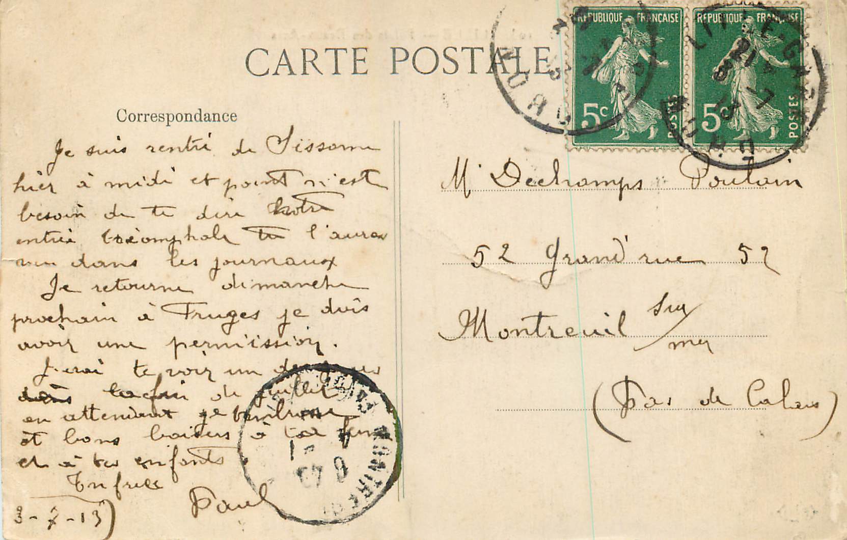 CPA Lille Palais des Beaux Arts  — Rückseite