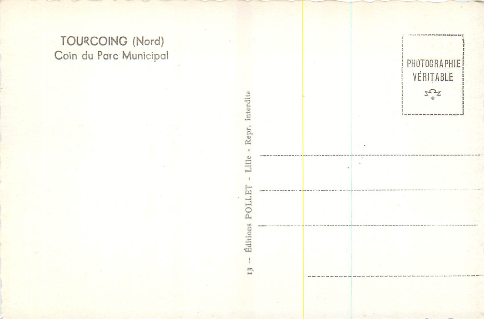 CPM Tourcoing Nord Coin du Parc Municipal  — Rückseite