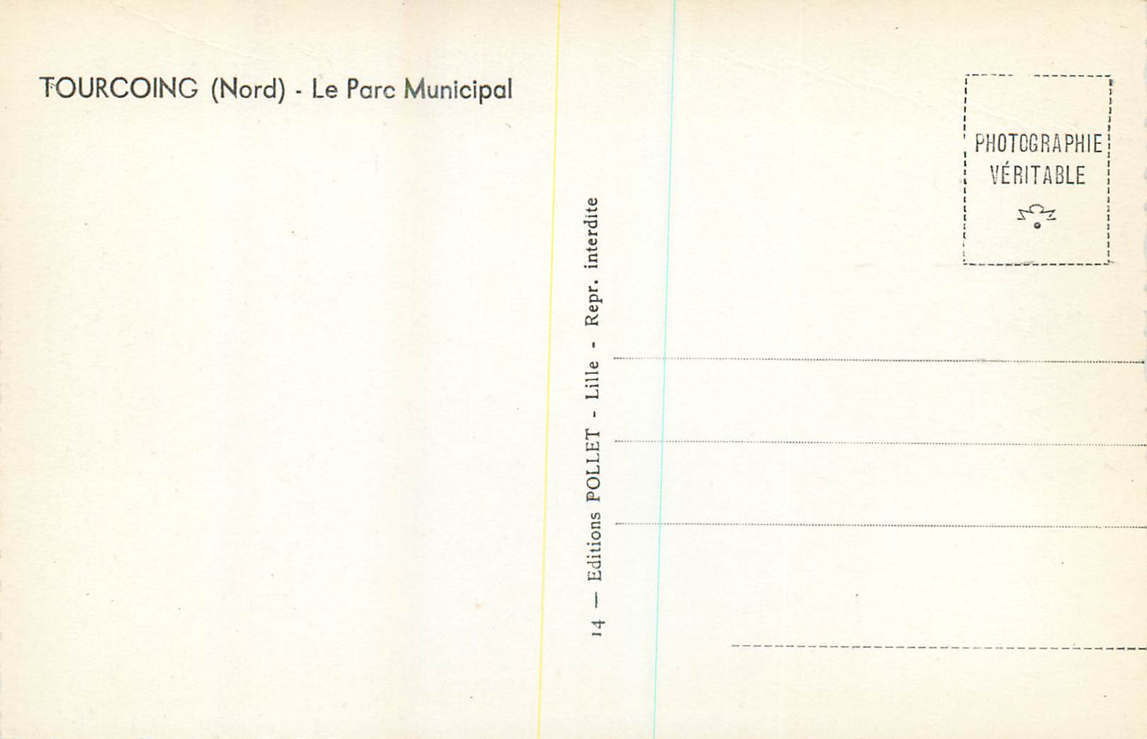 CPM Tourcoing Nord Le Parc Municipal  — Rückseite