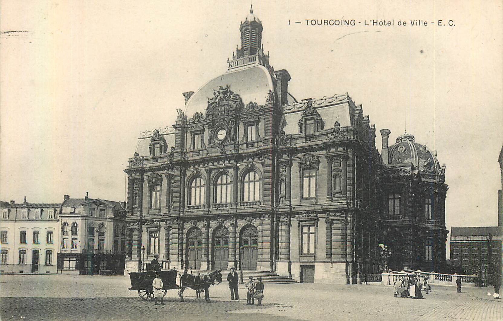 CPA Tourcoing L Hotel de Ville Ane Donkey