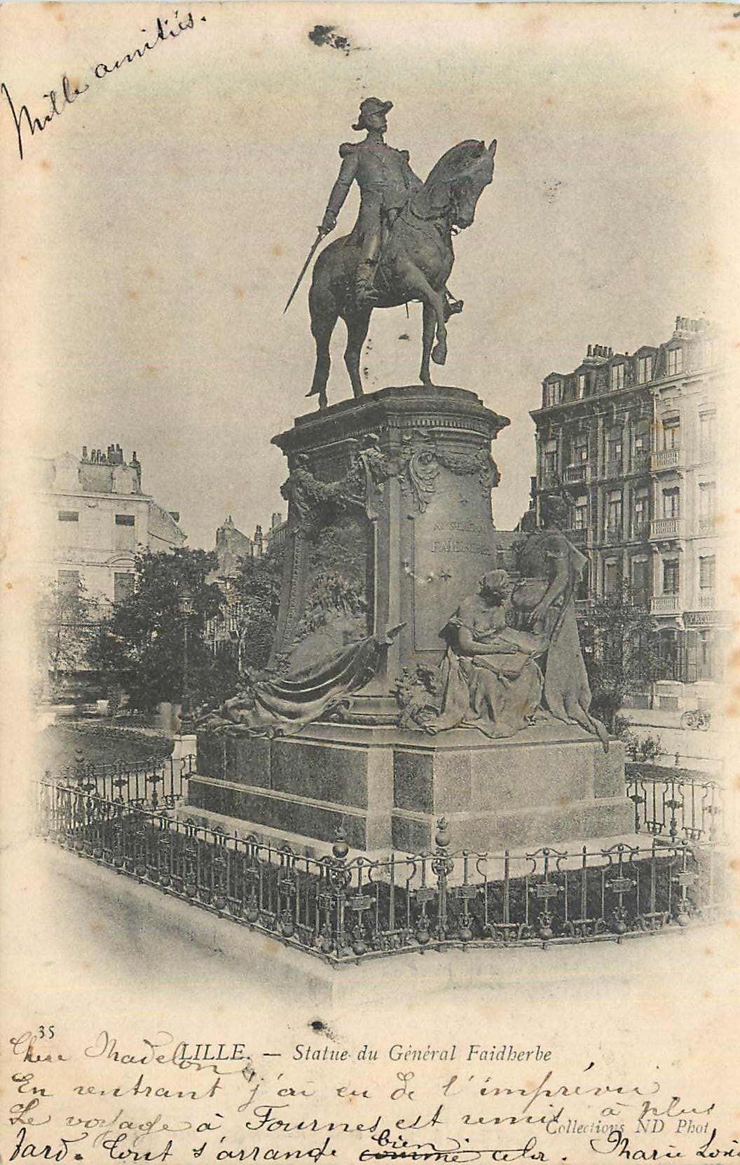 CPA Lille Statue du General Faidherbe (carte 1900)