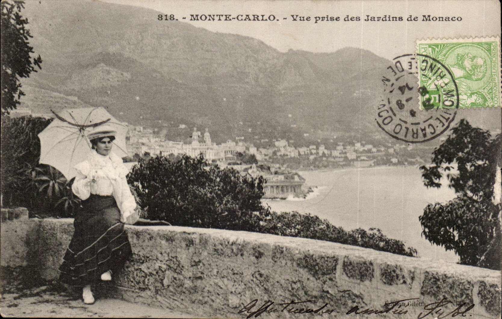 Monte-Carlo - Vue prise des Jardins de Monaco — Édition Gilletty, n° 818