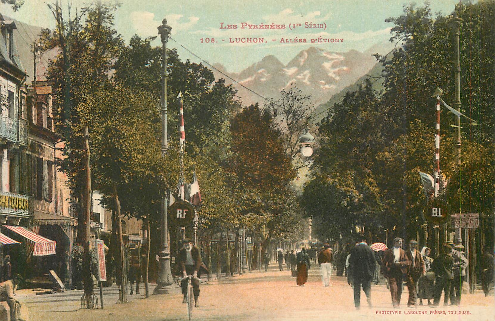 Luchon - Allées d'Étigny — Les Pyrénées (1ère Série) — Phototypie Labouche Frères, Toulouse