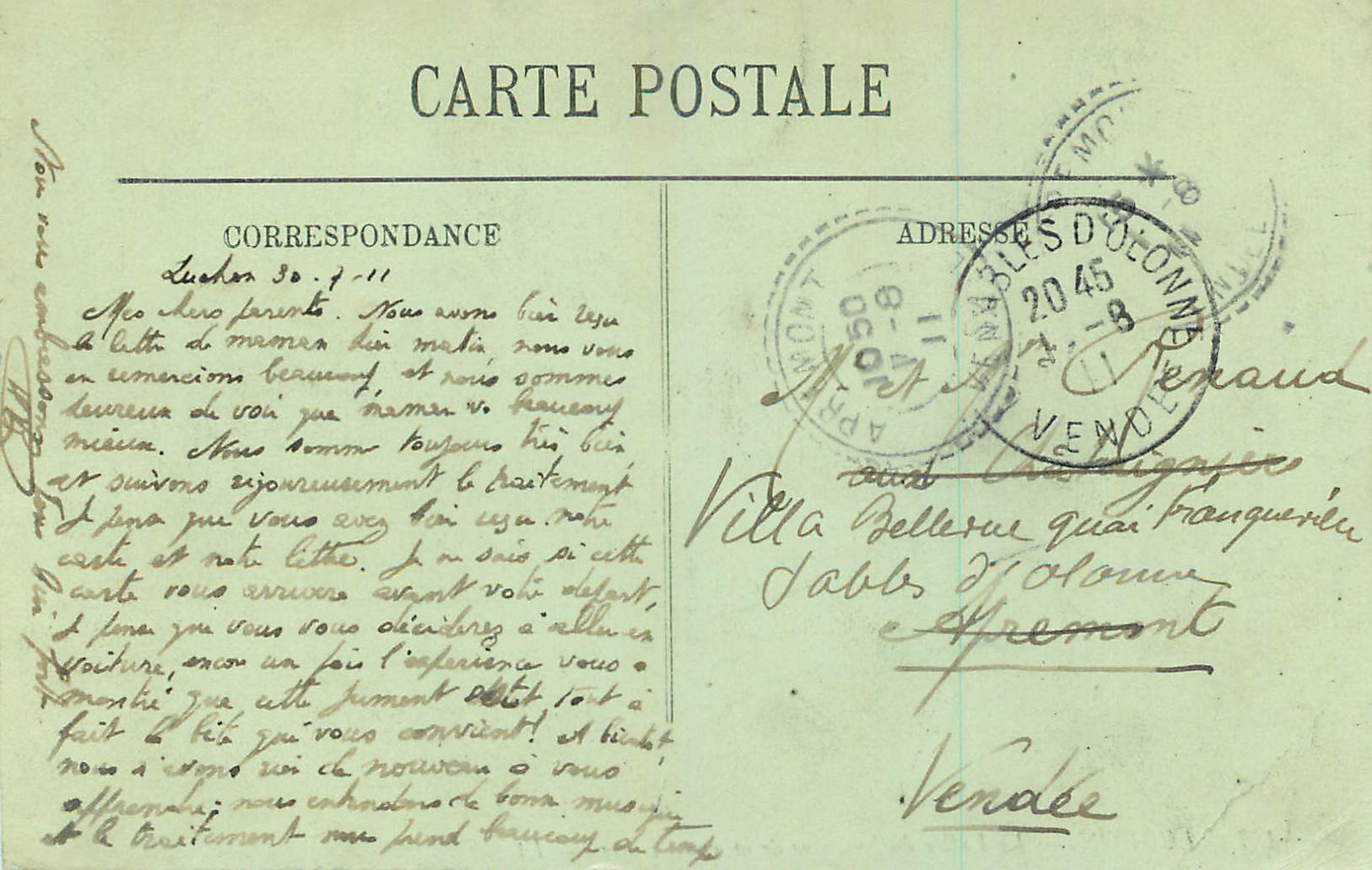 Luchon — La Vallée du Lys, vue de la rue d'Enfer — LL. — N° 147 — Verso