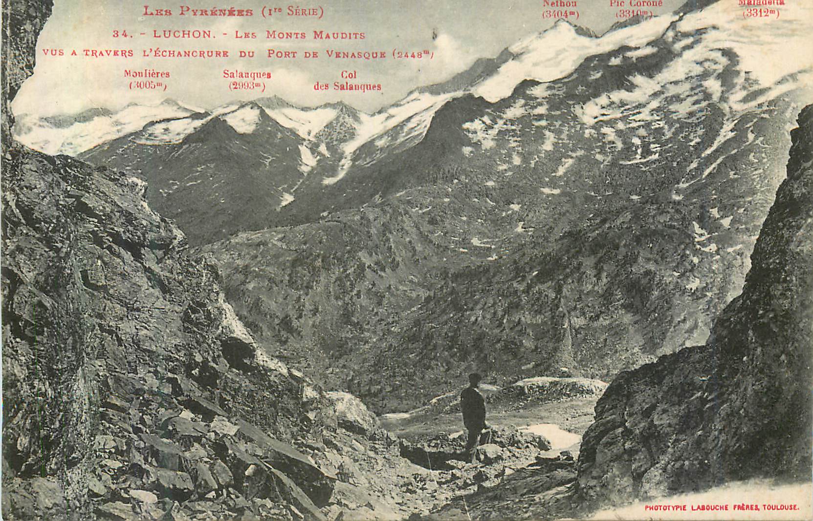 Les Pyrénées (1ère Série) — Vue des Monts Maudits à Luchon — Phototypie Labouche Frères, Toulouse
