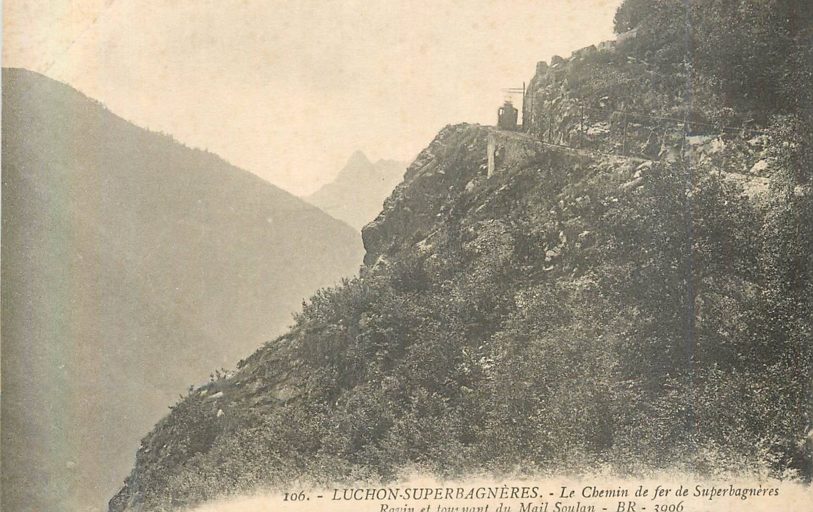 Luchon-Superbagnères — Die Superbagnères-Bahn, Rosin und Kurve von Mail Soulán — BR - 3906