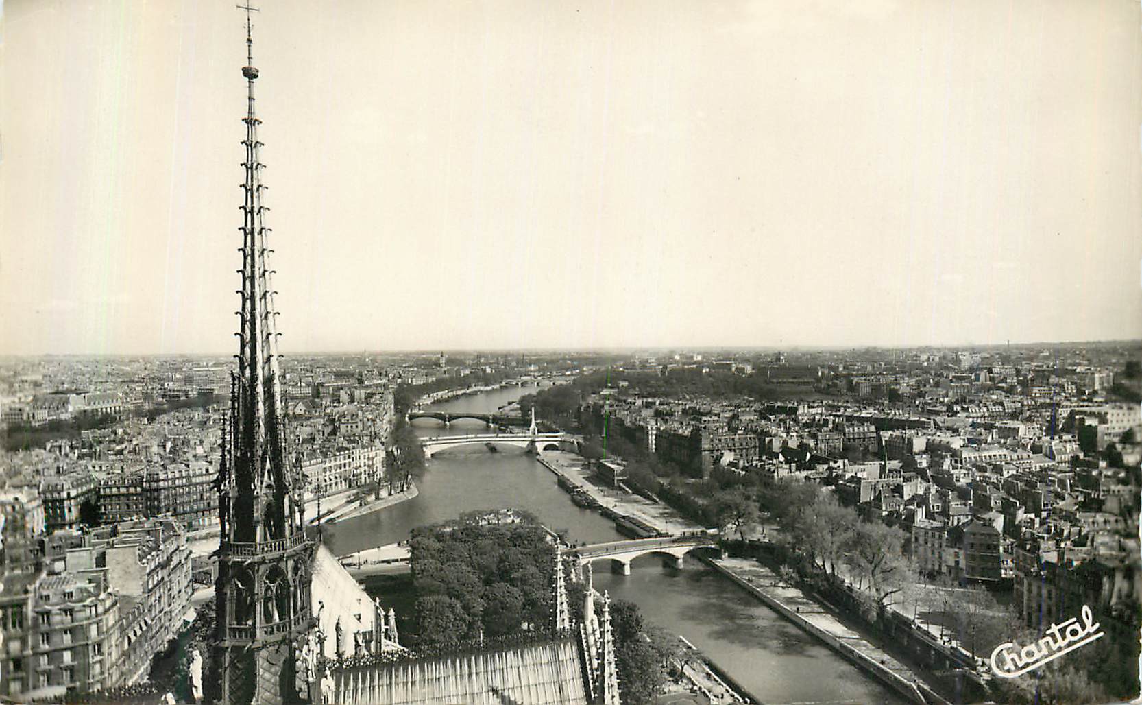 CPM Paris La Fleche de Notre Dame et la Seine