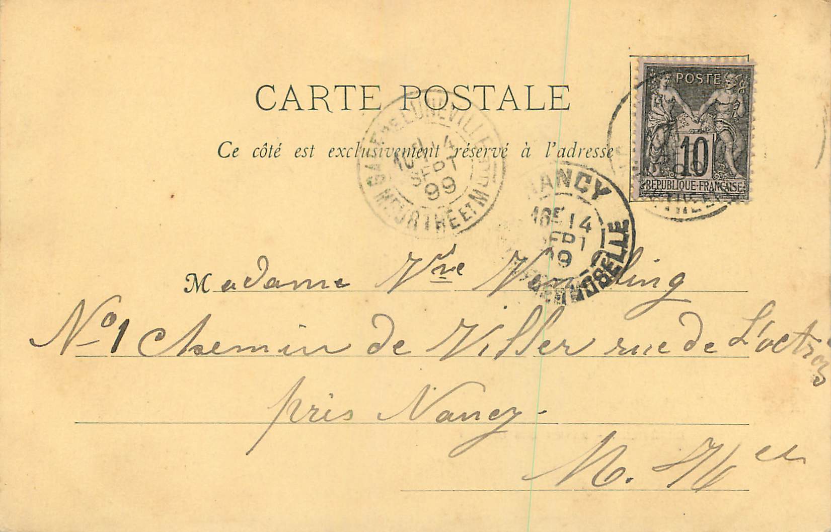 CPA Luneville Bassin des Cygnes (carte 1900) — Verso