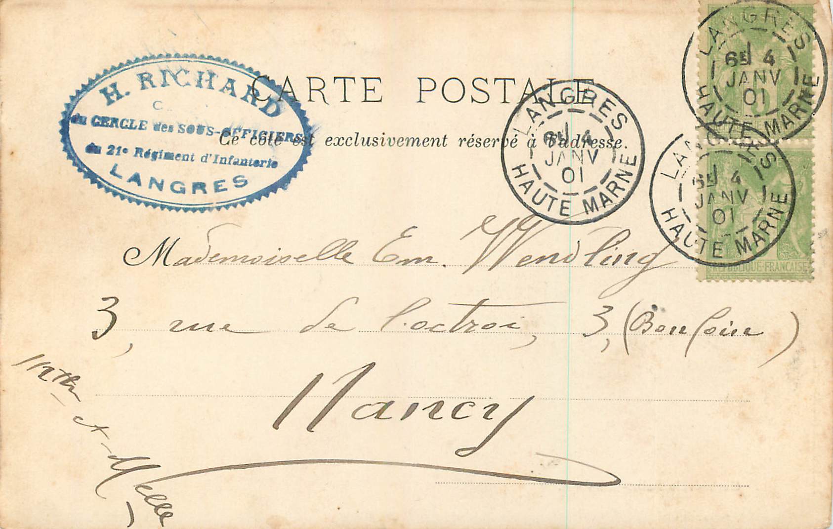 CPA Langres Cathedrale Saint Mammes (carte 1900) — Rückseite