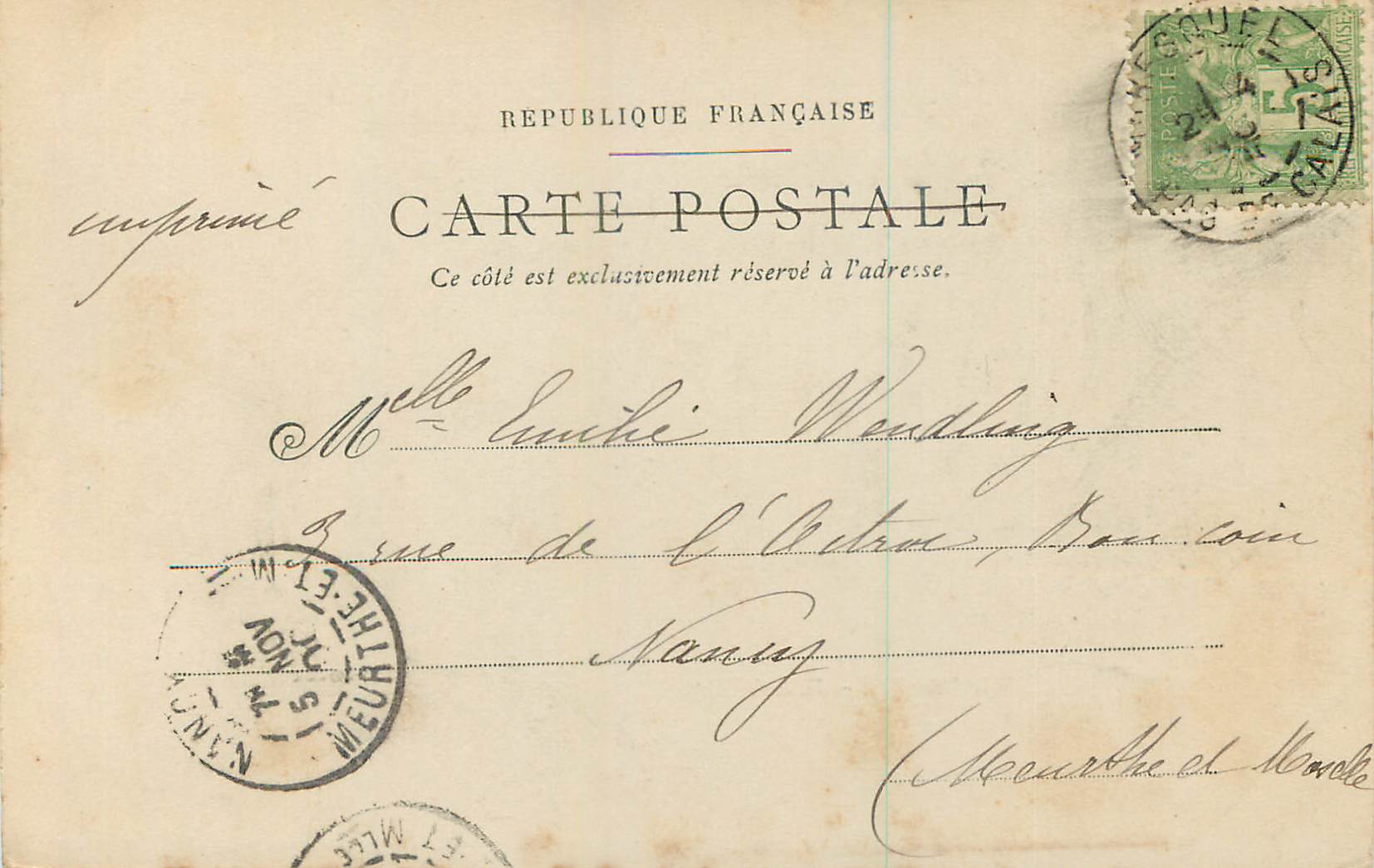 CPA Roubaix Hotel Dieu (carte 1900) — Rückseite