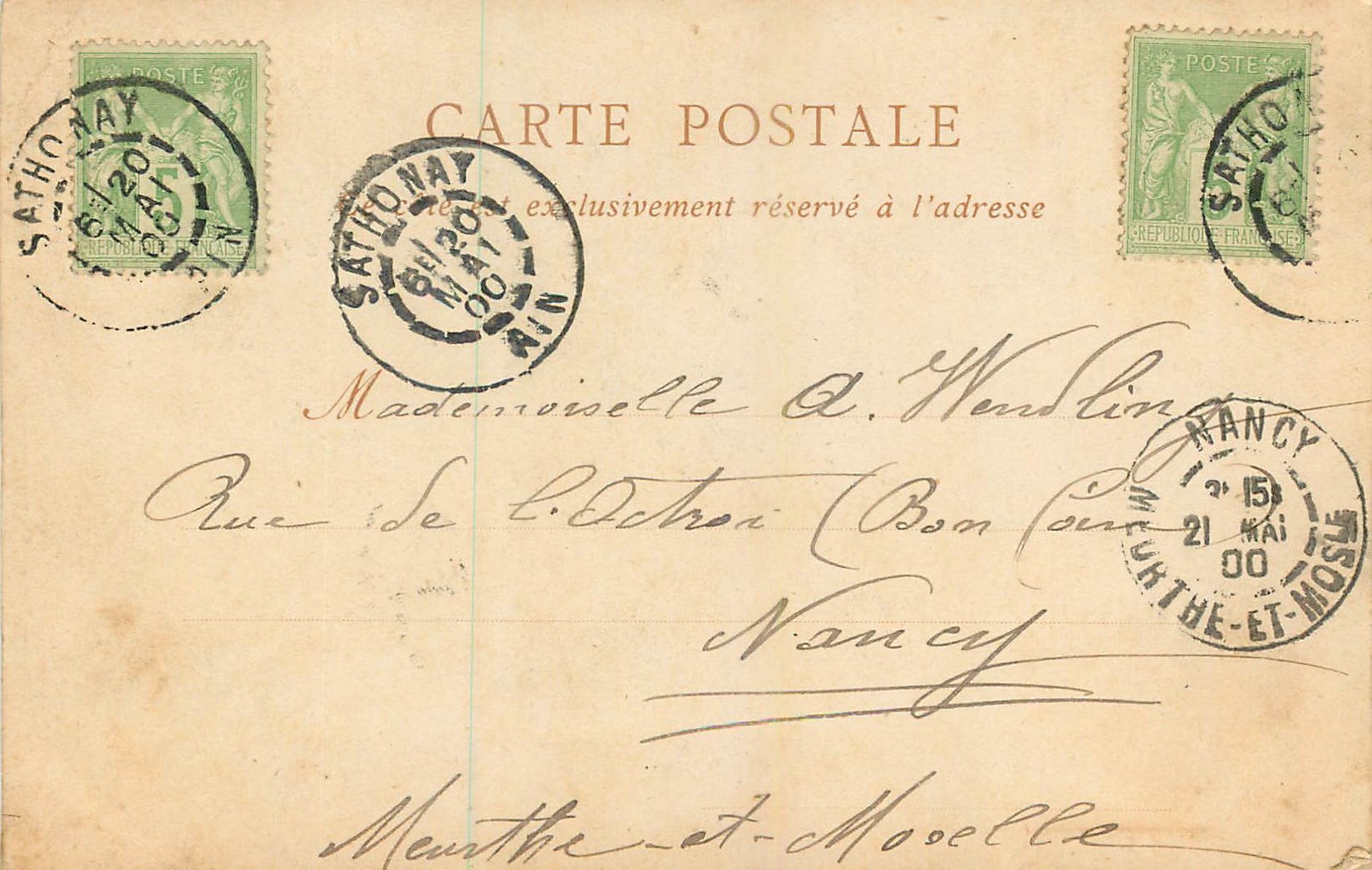 CPA Lyon Le Pont (carte 1900) — Rückseite