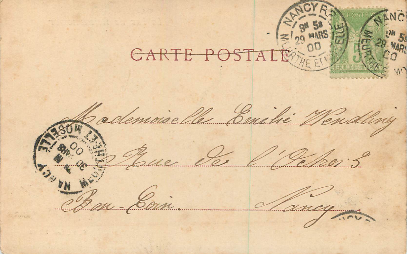 CPA Lac de Retournemer (carte 1900) — Rückseite