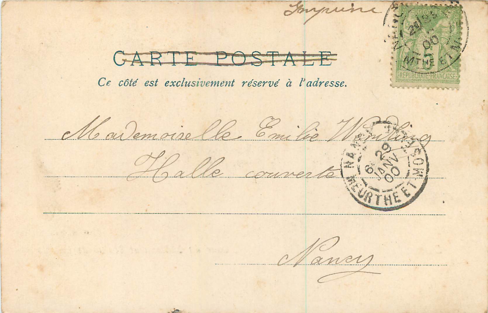 CPA Luneville Cour du Chateau et Statue de Lasalle (carte 1900) — Verso