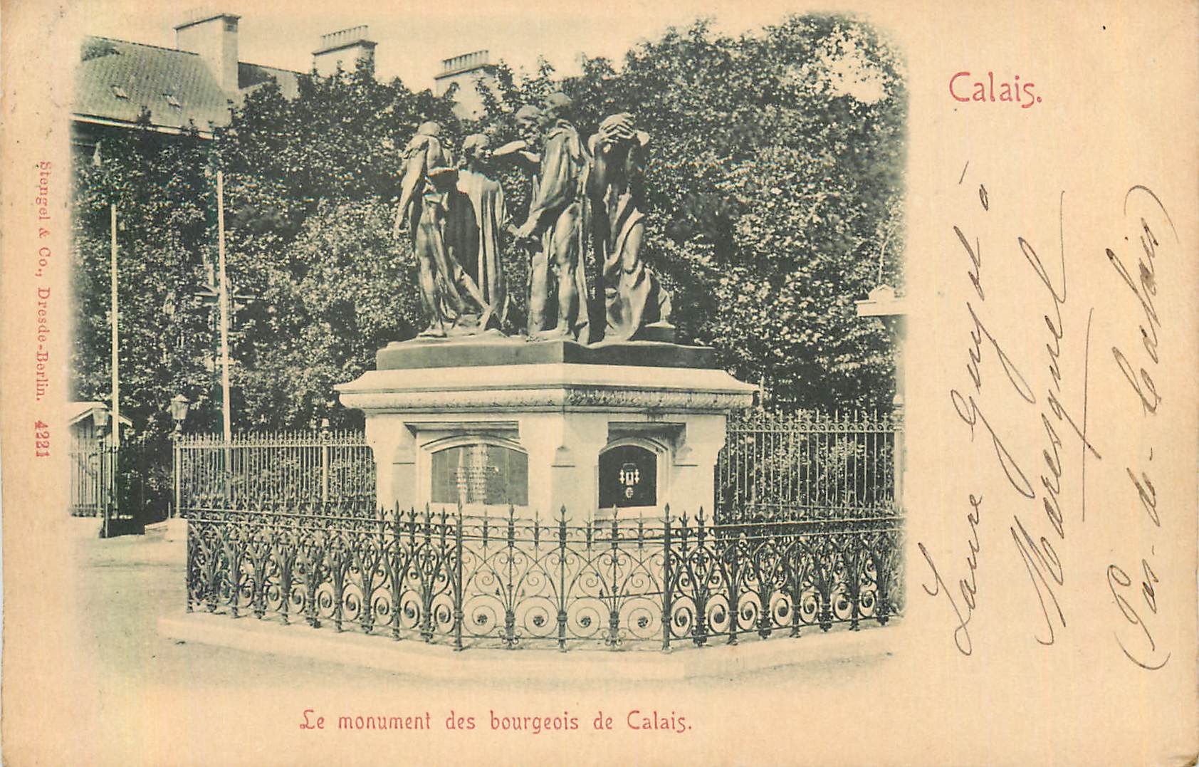 CPA Calais Le Monument des Bourgeois de Calais (carte 1900)