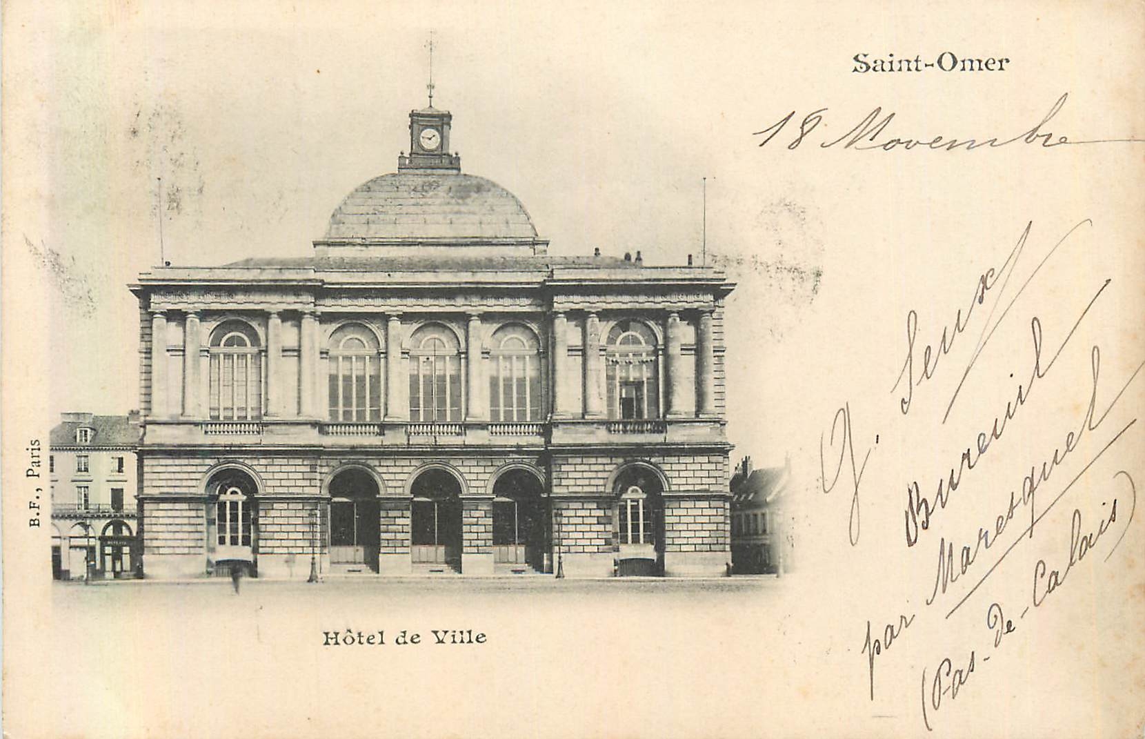 CPA Saint Omer Hotel de Ville (carte 1900)