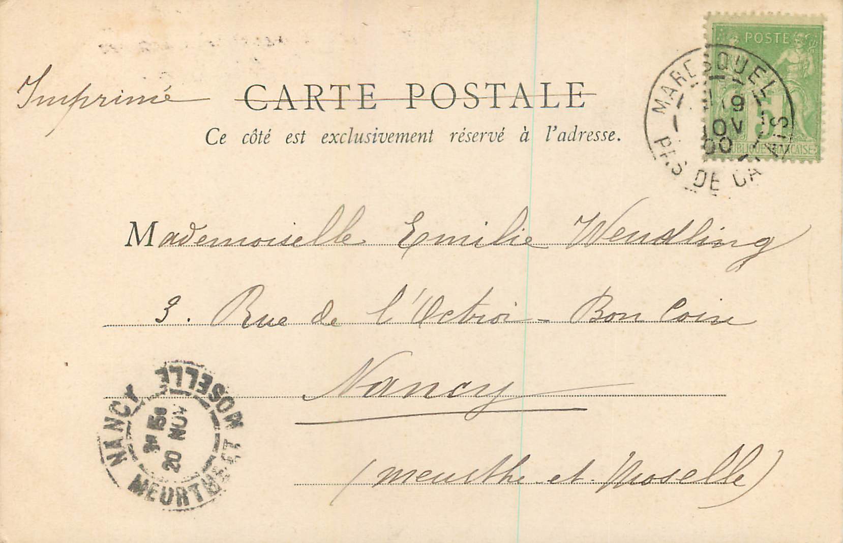 CPA Saint Omer Hotel de Ville (carte 1900) — Back