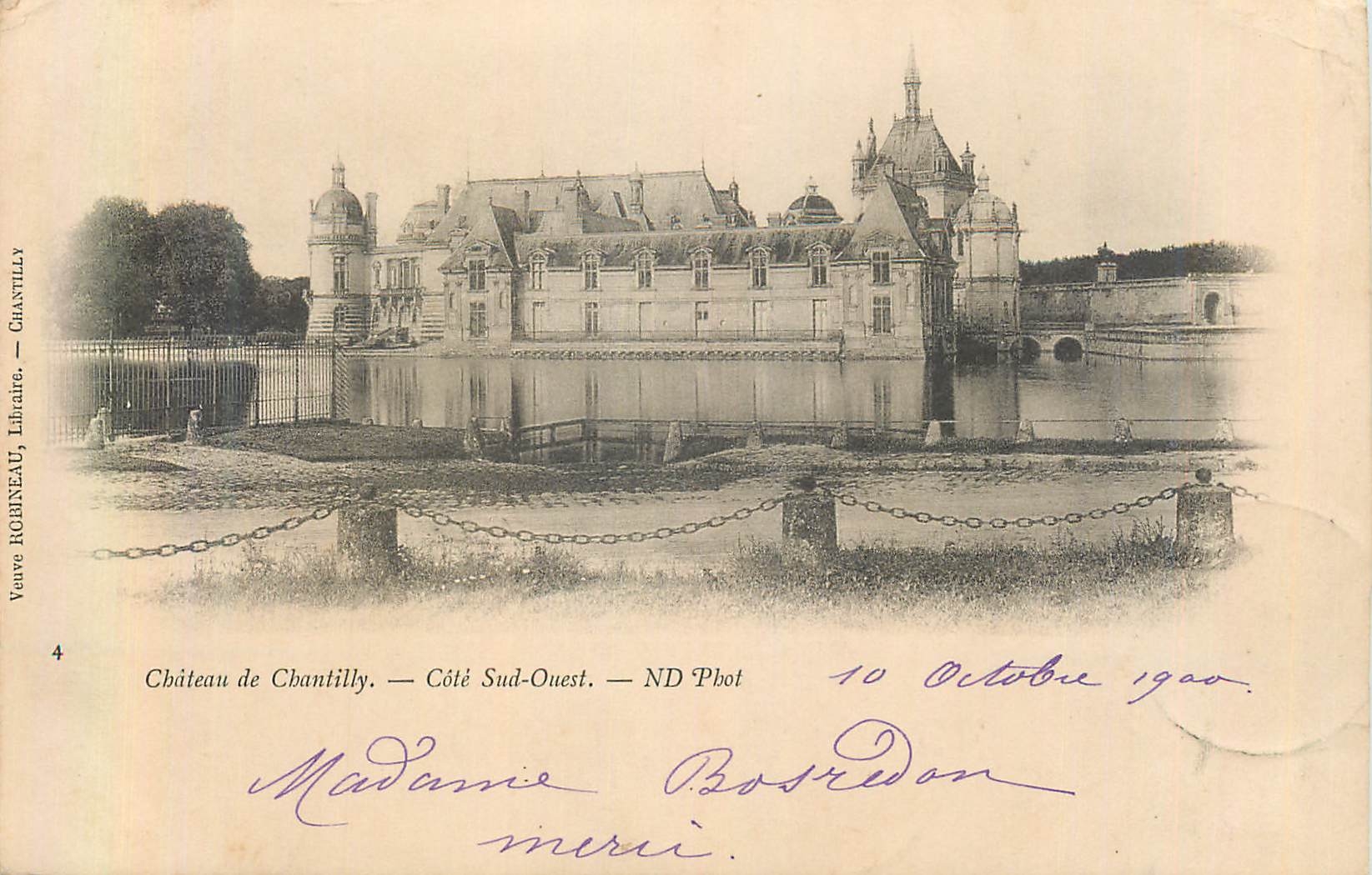 CPA Chateau de Chantilly Cote Sud Ouest (carte 1900)