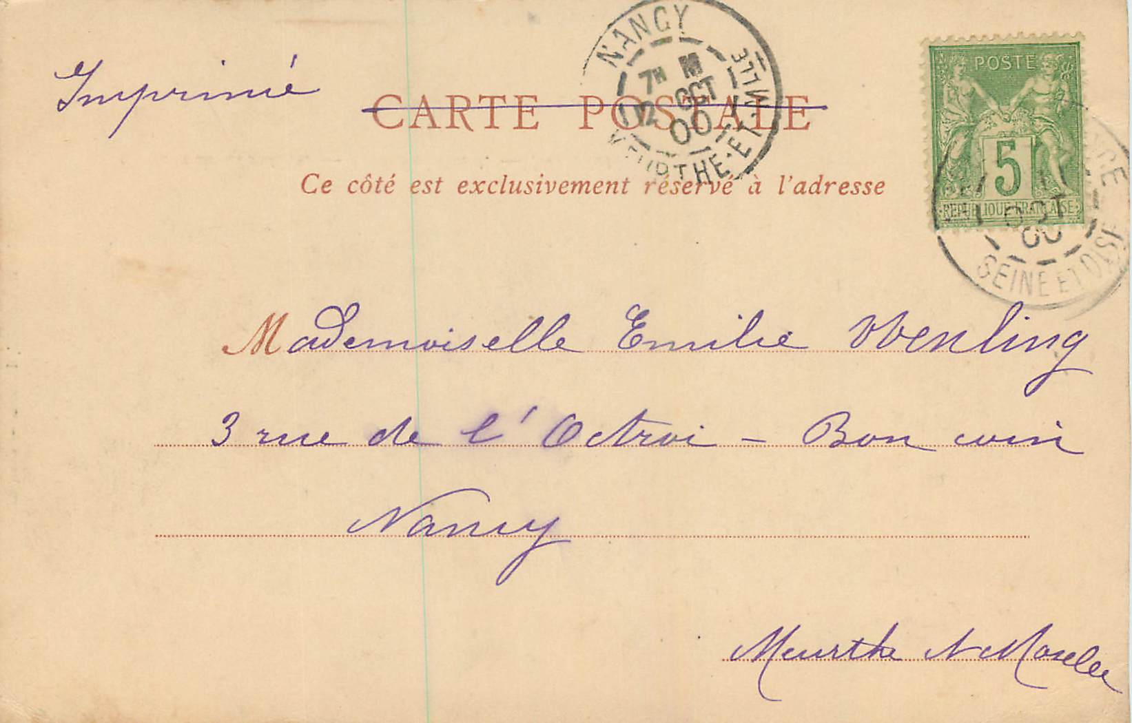 CPA Chateau de Chantilly Cote Sud Ouest (carte 1900) — Rückseite