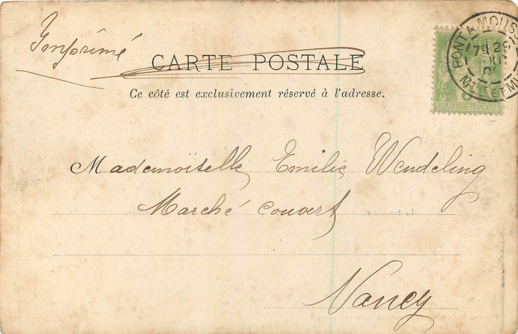 CPA Mont a Mousson Le Seminaire Le College (carte 1900) — Rückseite