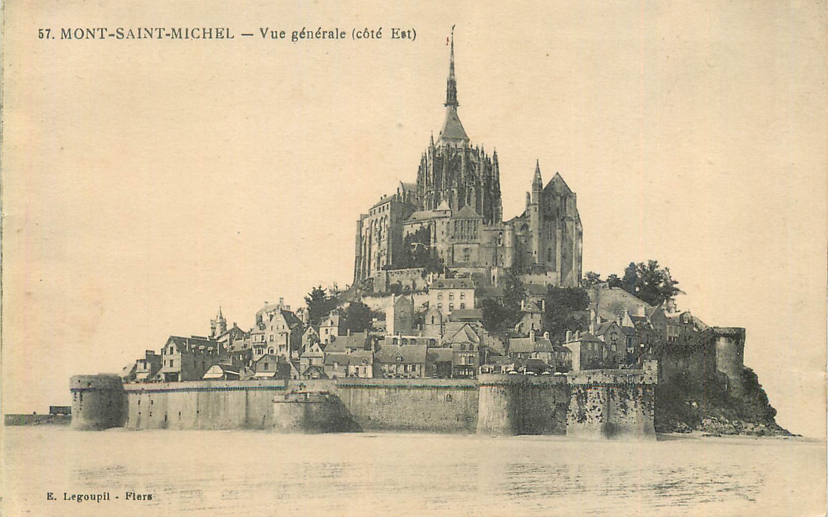 Mont-Saint-Michel — Vue générale (côté Est) — E. Legoupil - Fliers, n°57