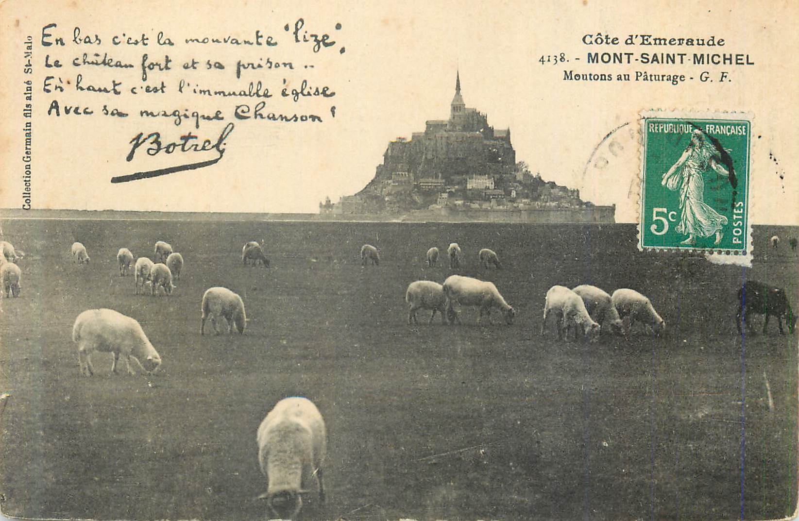 CPA Mont Saint Michel Cote d'Emeraude Moutons au Paturage Moutons Botrel