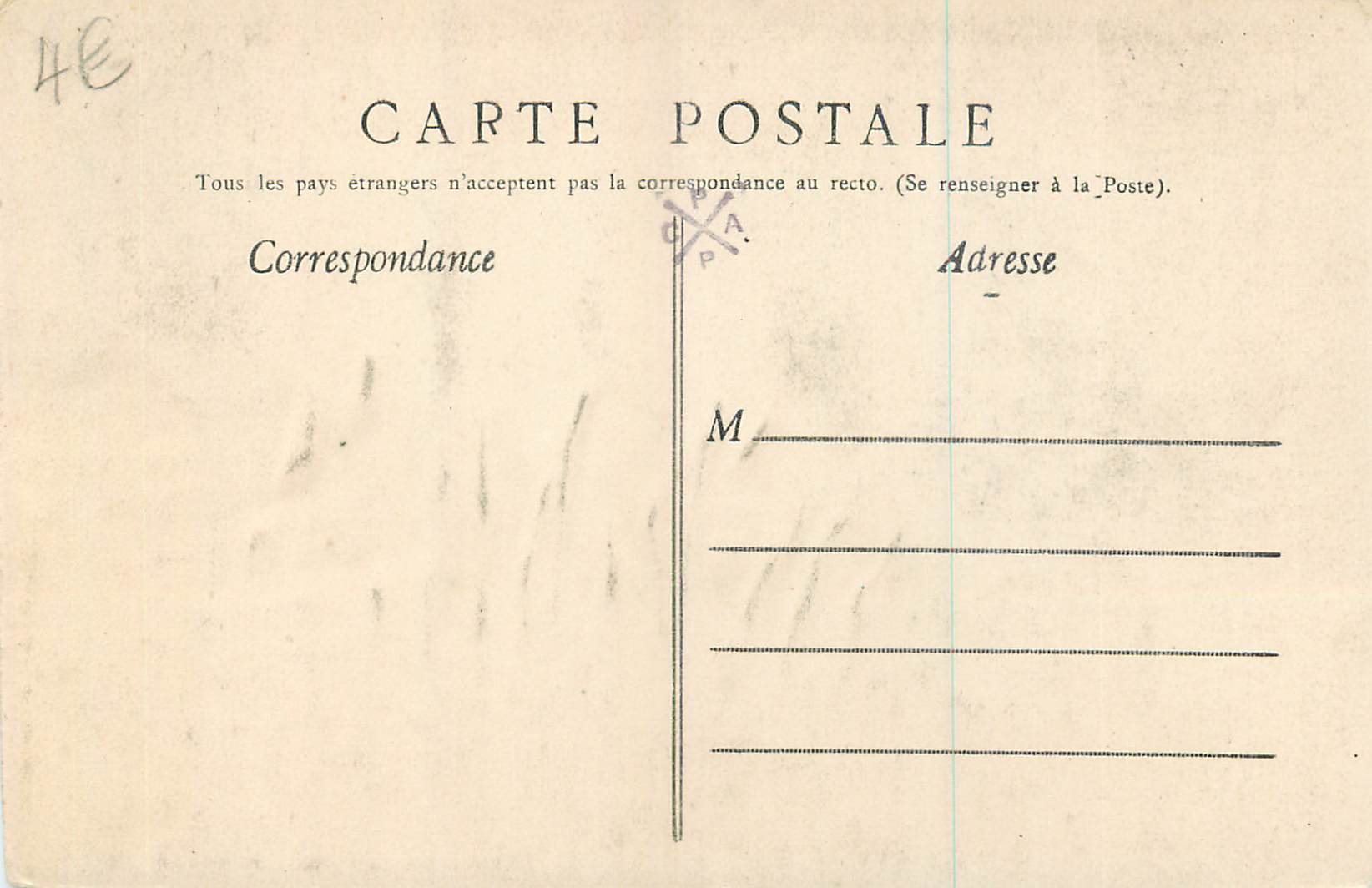 CPA Amiens Rue du Don — Rückseite
