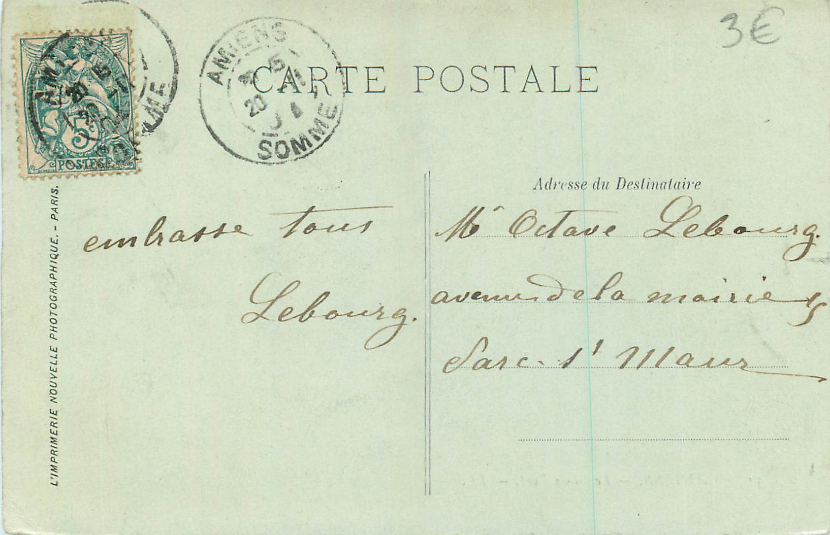 CPA Amiens Le Vieux Port — Rückseite