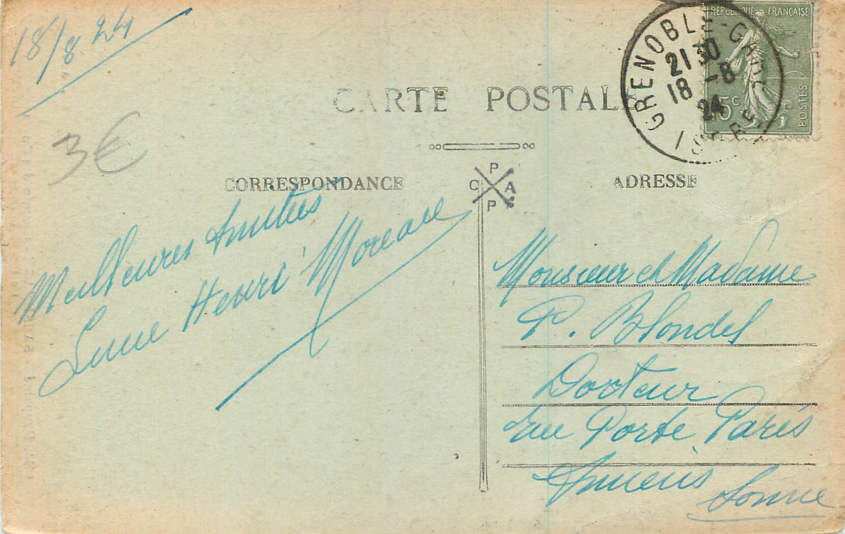 Sassenage — La Roche branlante — Chemin des Cuves — éditeur Dauphiné, n° 0153 — Rückseite