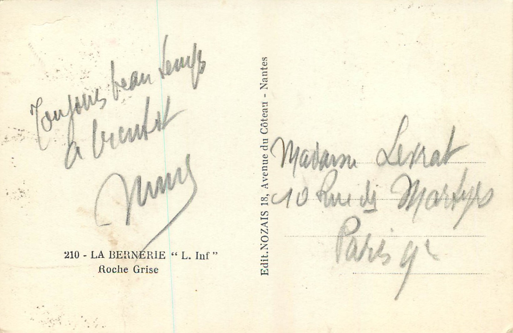 CPM La Bernerie (L Inf) Roche Grise — Rückseite