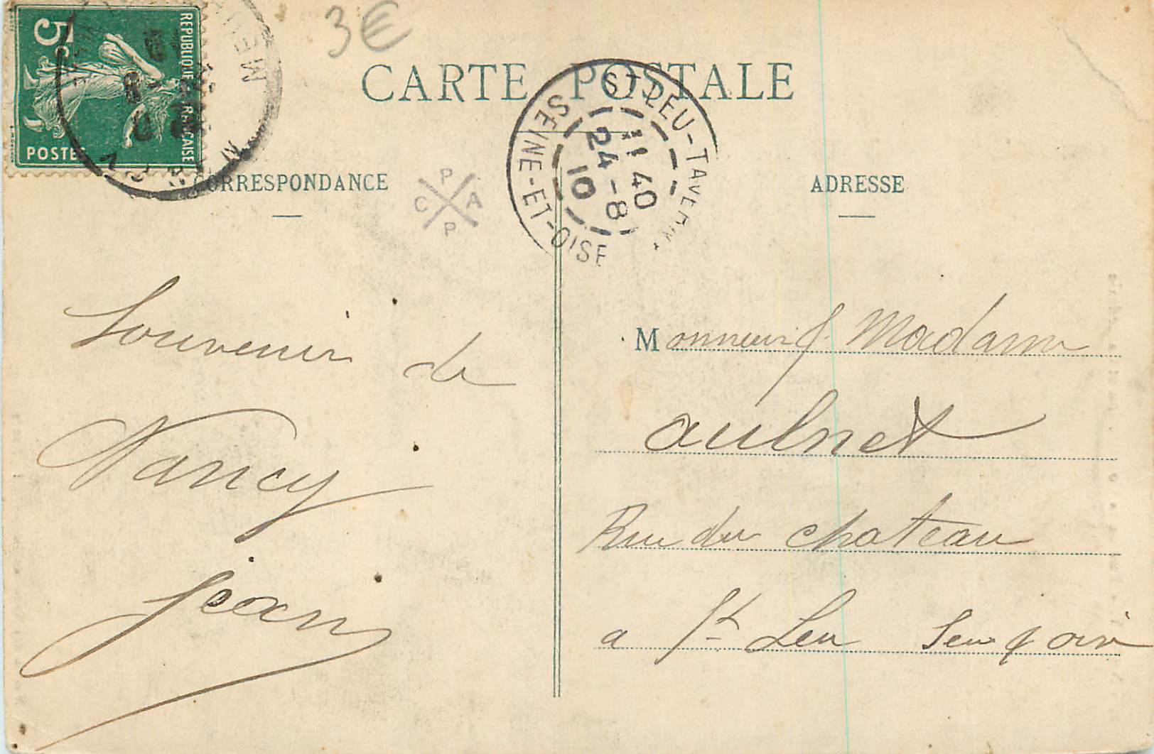 CPA Nancy Rue de la Constitution et Cathedrale — Verso