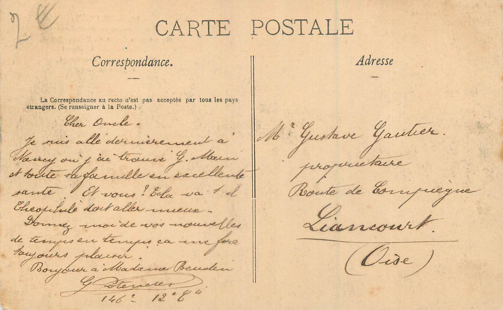 CPA Nancy le Monument Historique dit de la Croix de Bourgogne — Rückseite