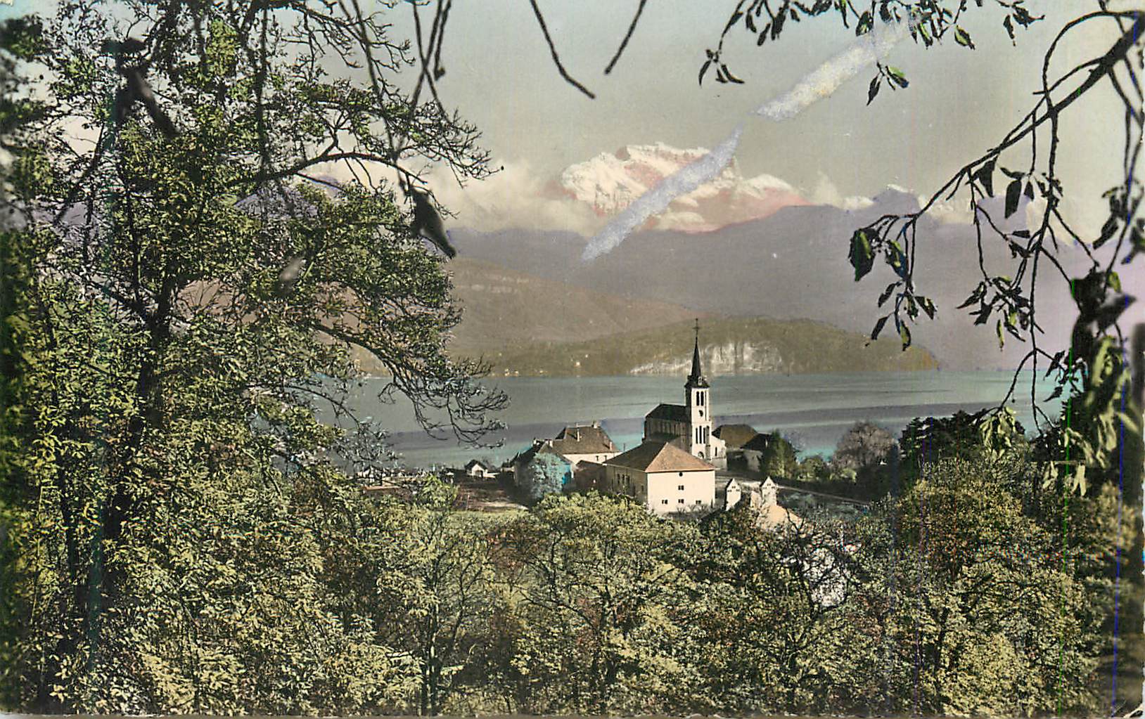 CPM Lac d'Annecy Sevrier Echappee sur L'Eglise Le Roc de Chere et La Tournette