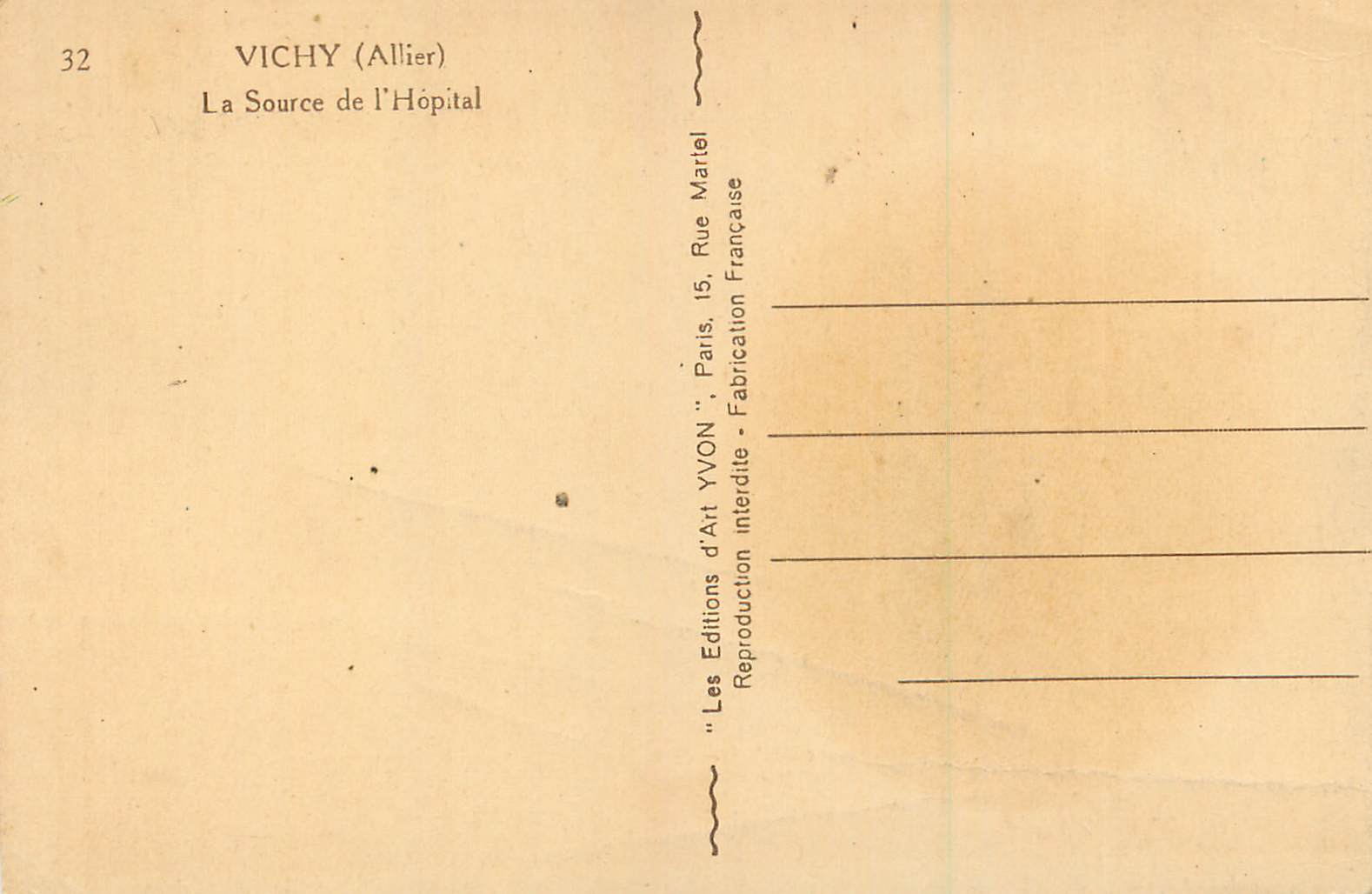 CPA Vichy (Allier) La Source de l'Hopital — Reverso