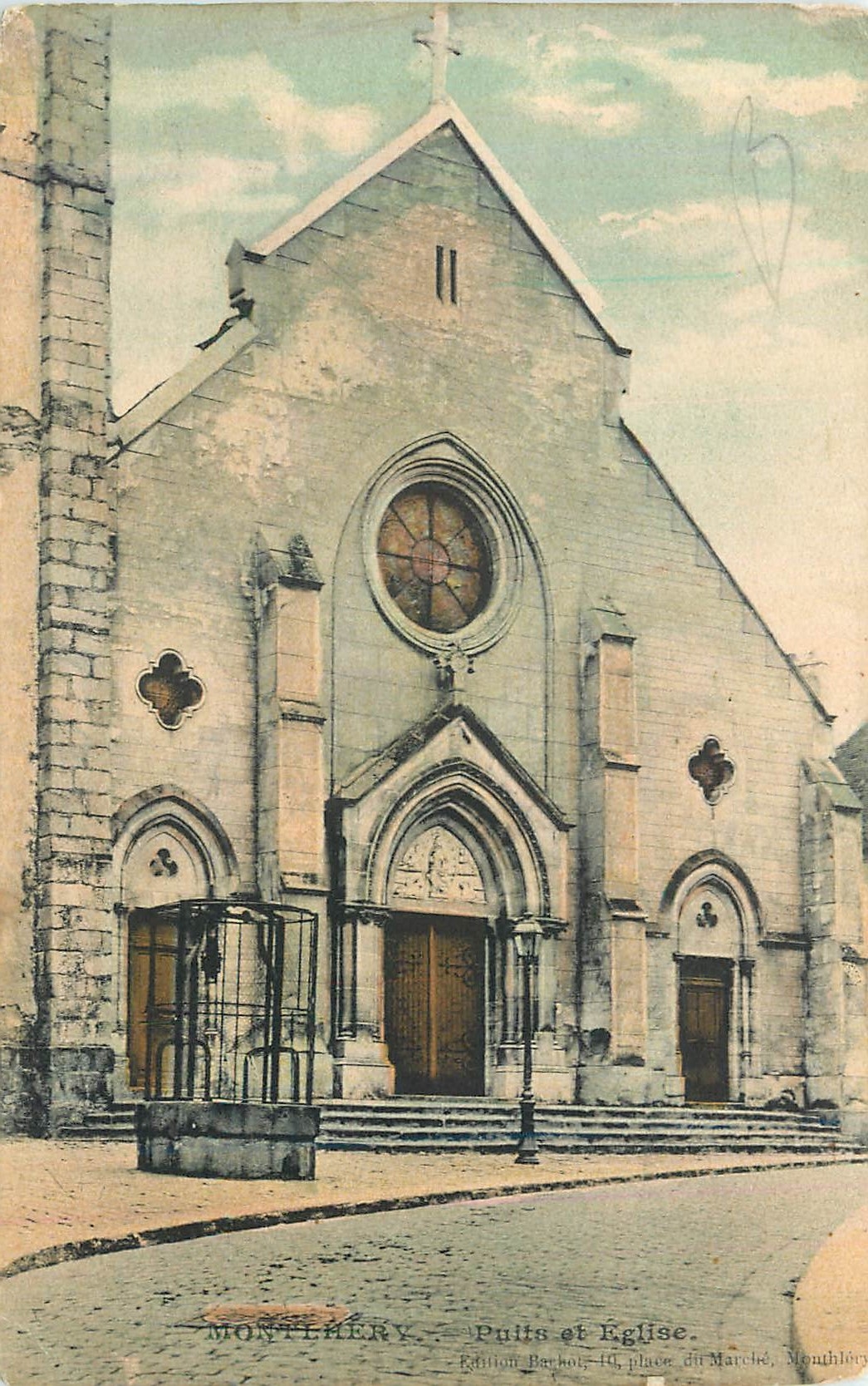 Montlherÿ — Pozo y Iglesia — Edición Bachelot, 10, plaza del Mercado, Montlherÿ