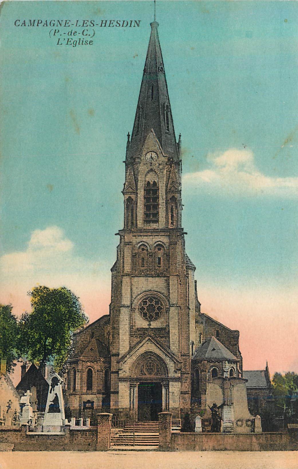 CPA Campagne les Hesdin (P de C) L'Eglise