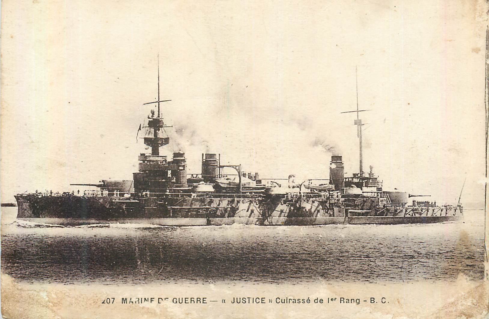 CPA Marime de Guerre Justice Cuirasse de Ier Rang Bateau