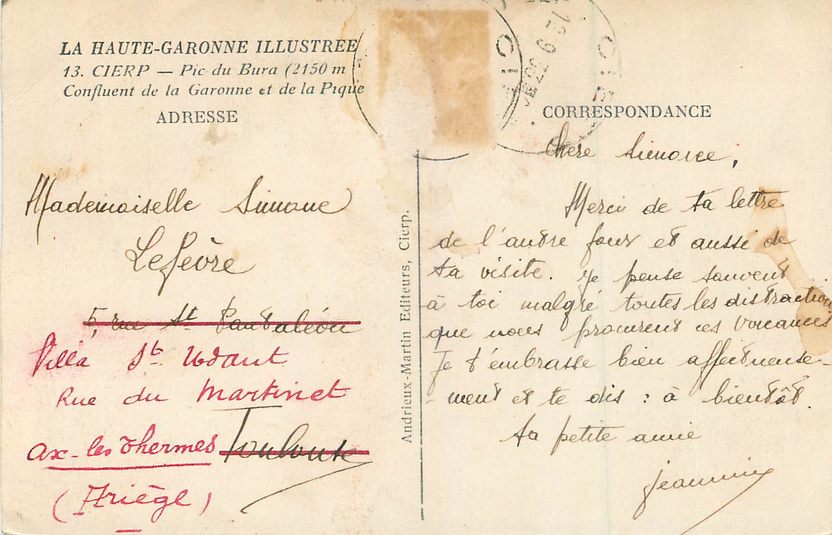 Pic du Bura (2150 m) — Confluent de la Garonne et de la Pique — Andrérieux-Martin, Cierp — Reverso