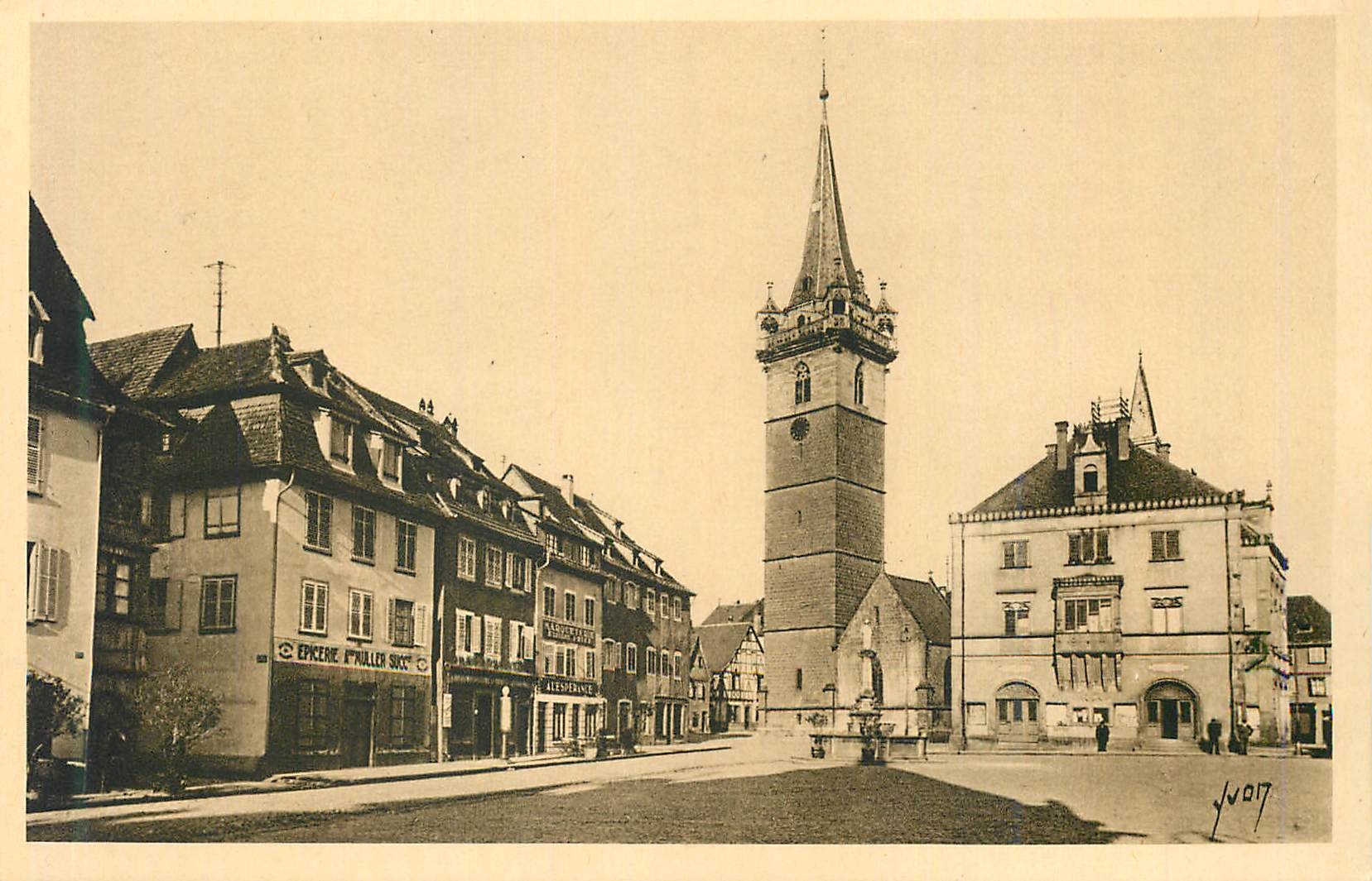 CPA Obernai (Bas Rhin) Place de l'Hotel de Ville et le Kapellturm
