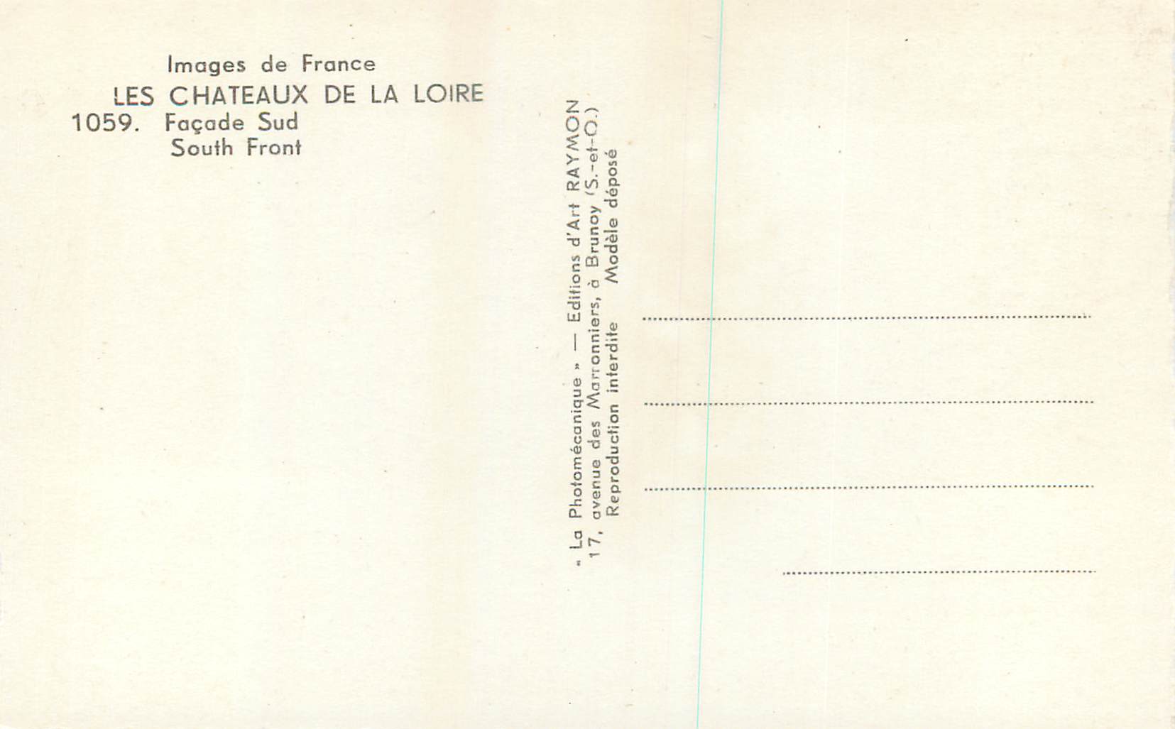 CPM Azay Le Rideau Les Chateaux de la Loire Facade Sud Images de France — Rückseite