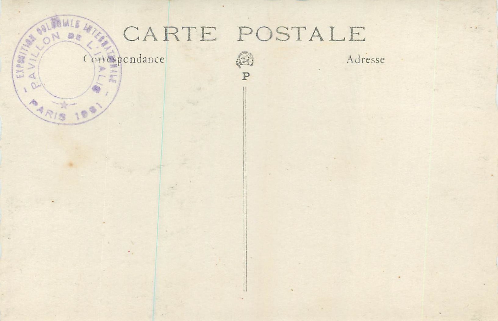 CPM Eros Exposition internationale Pavillon de L'Italie 1931 — Back