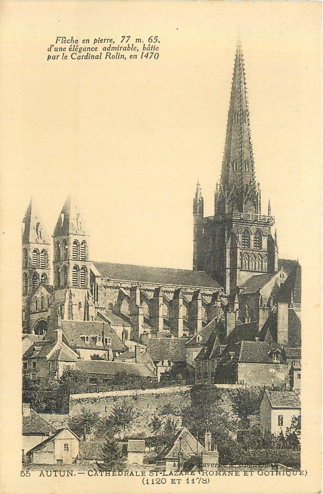 Autun — Cathédrale Saint-Lazare (romane et gothique) — Éditeur Laverne & Cie, n° 55