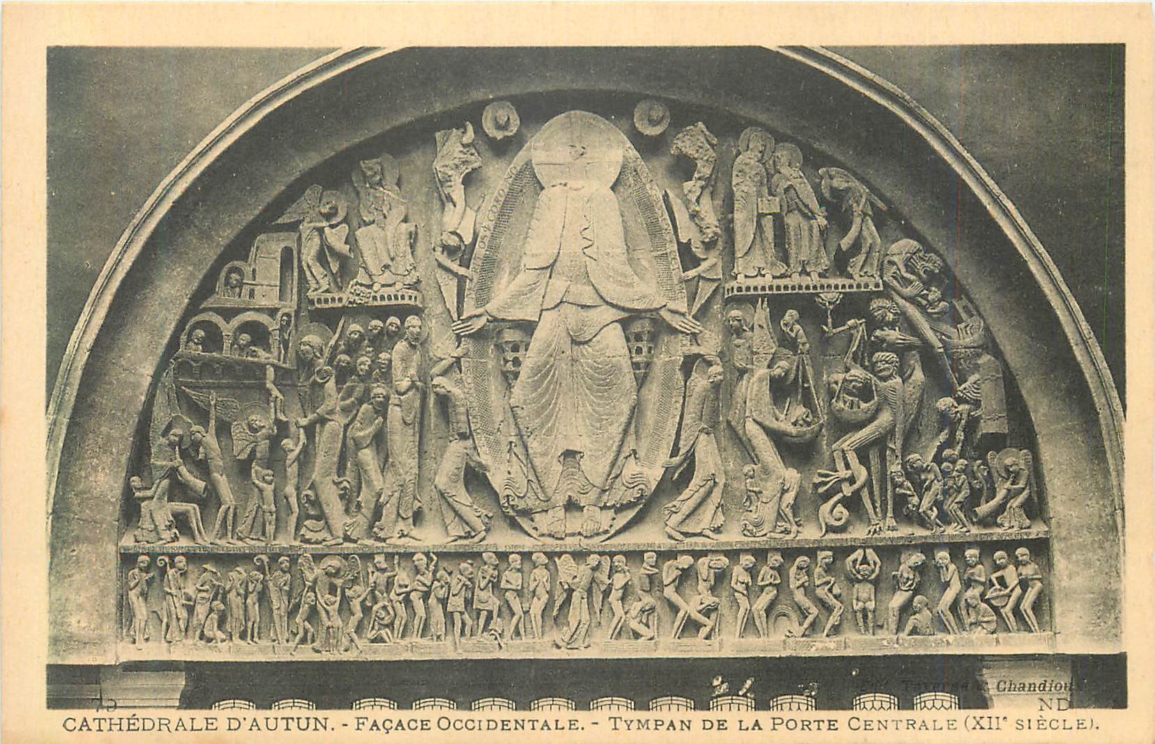 Cathédrale d'Autun - Façade occidentale - Tympan de la porte centrale (XIIe siècle) — Chandion, ND