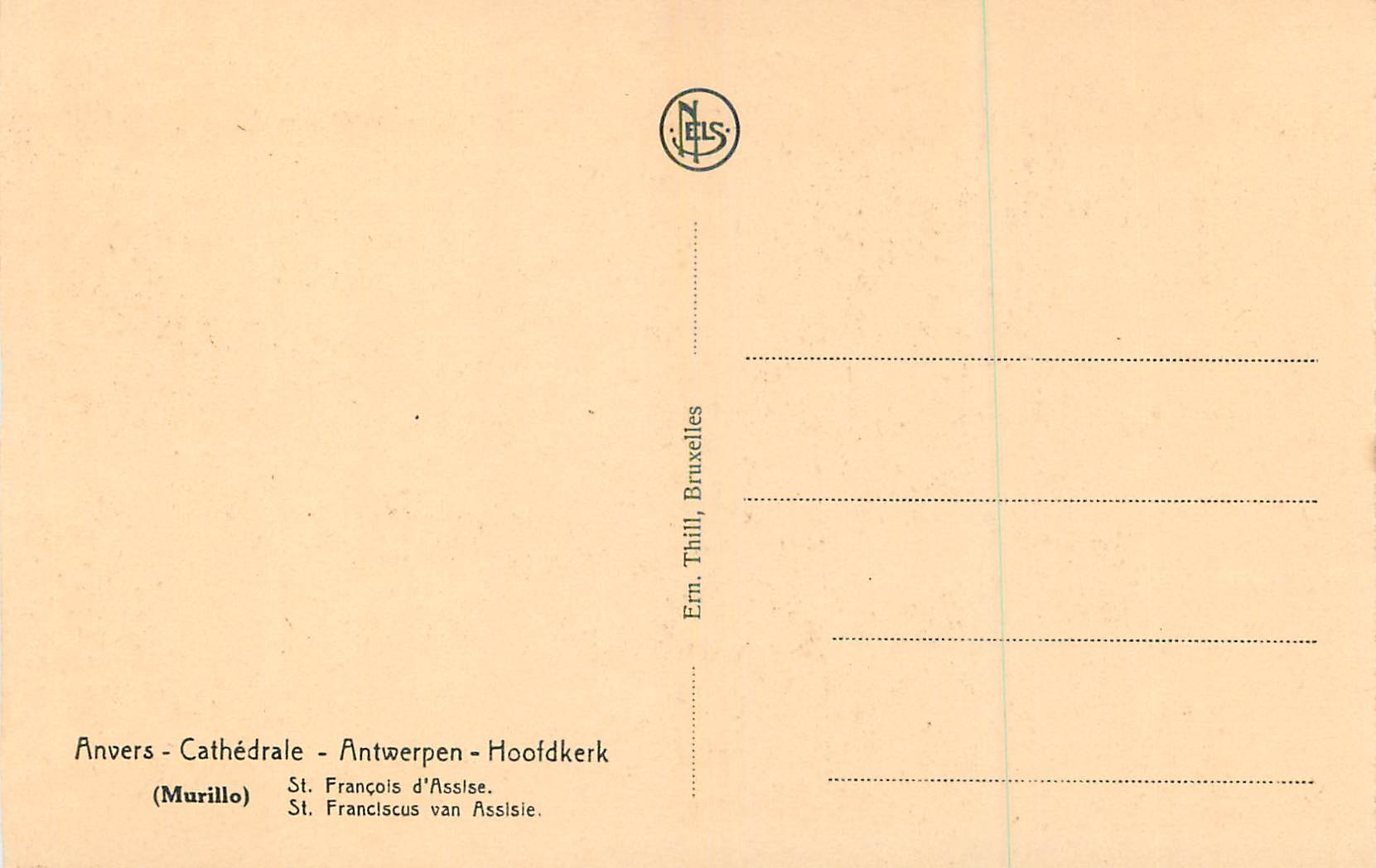 CPA Anvers Cathedrale Stt Francois D'Assise — Rückseite